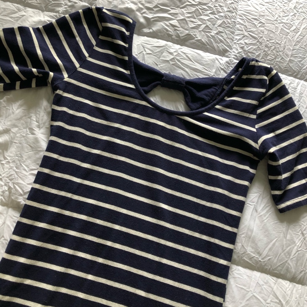 Navy blue stripped body con dress